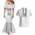 Philippines Polynesian Jasmine Pattern Couples Matching Mermaid Dress and Hawaiian Shirt With Barong Tagalog White Style