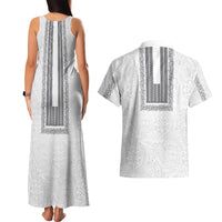 Philippines Polynesian Jasmine Pattern Couples Matching Tank Maxi Dress and Hawaiian Shirt With Barong Tagalog White Style