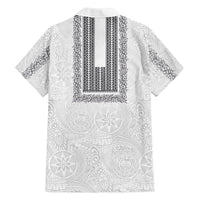 Philippines Polynesian Jasmine Pattern Family Matching Long Sleeve Bodycon Dress and Hawaiian Shirt With Barong Tagalog White Style
