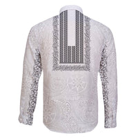 Philippines Polynesian Jasmine Pattern Family Matching Long Sleeve Bodycon Dress and Hawaiian Shirt With Barong Tagalog White Style