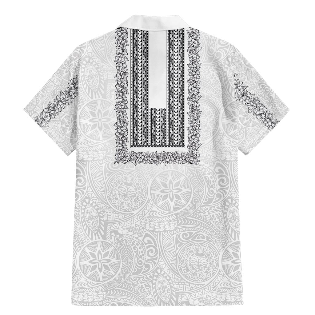 Philippines Polynesian Jasmine Pattern Family Matching Mermaid Dress and Hawaiian Shirt With Barong Tagalog White Style