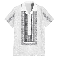 Philippines Polynesian Jasmine Pattern Family Matching Puletasi and Hawaiian Shirt With Barong Tagalog White Style