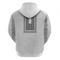Philippines Polynesian Jasmine Pattern Hoodie With Barong Tagalog White Style