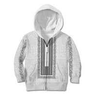 Philippines Polynesian Jasmine Pattern Kid Hoodie With Barong Tagalog White Style