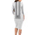 Philippines Polynesian Jasmine Pattern Long Sleeve Bodycon Dress With Barong Tagalog White Style