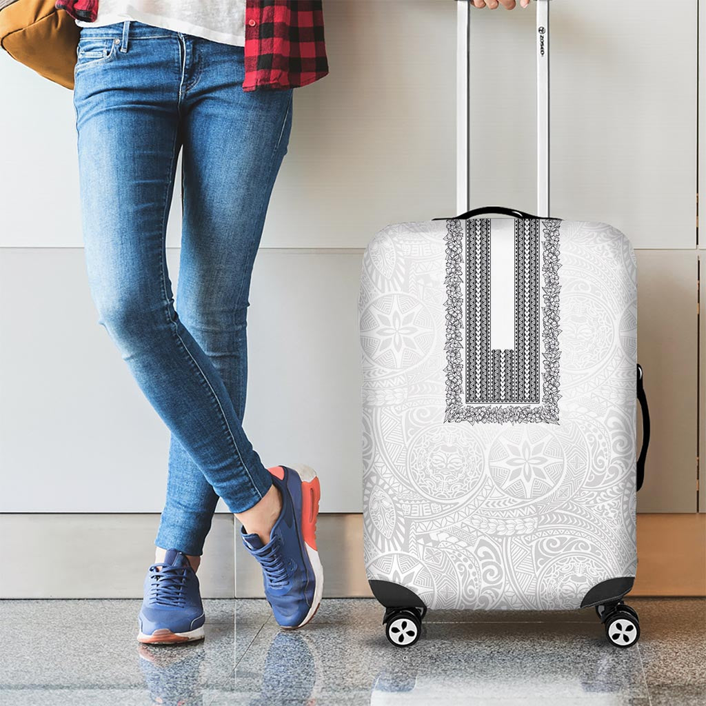 Philippines Polynesian Jasmine Pattern Luggage Cover With Barong Tagalog White Style