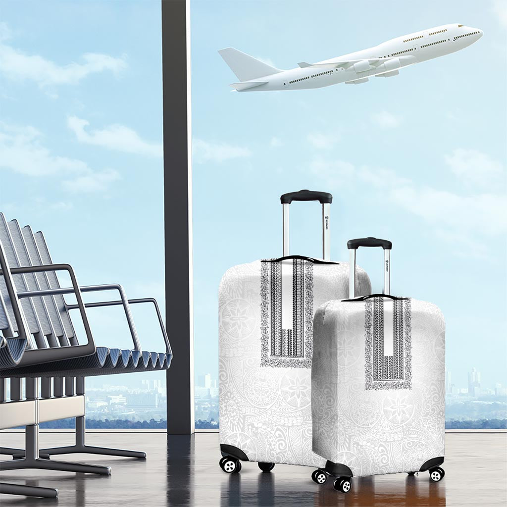 Philippines Polynesian Jasmine Pattern Luggage Cover With Barong Tagalog White Style