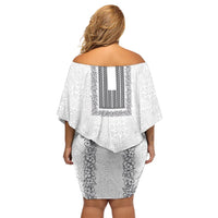 Philippines Polynesian Jasmine Pattern Off Shoulder Short Dress With Barong Tagalog White Style