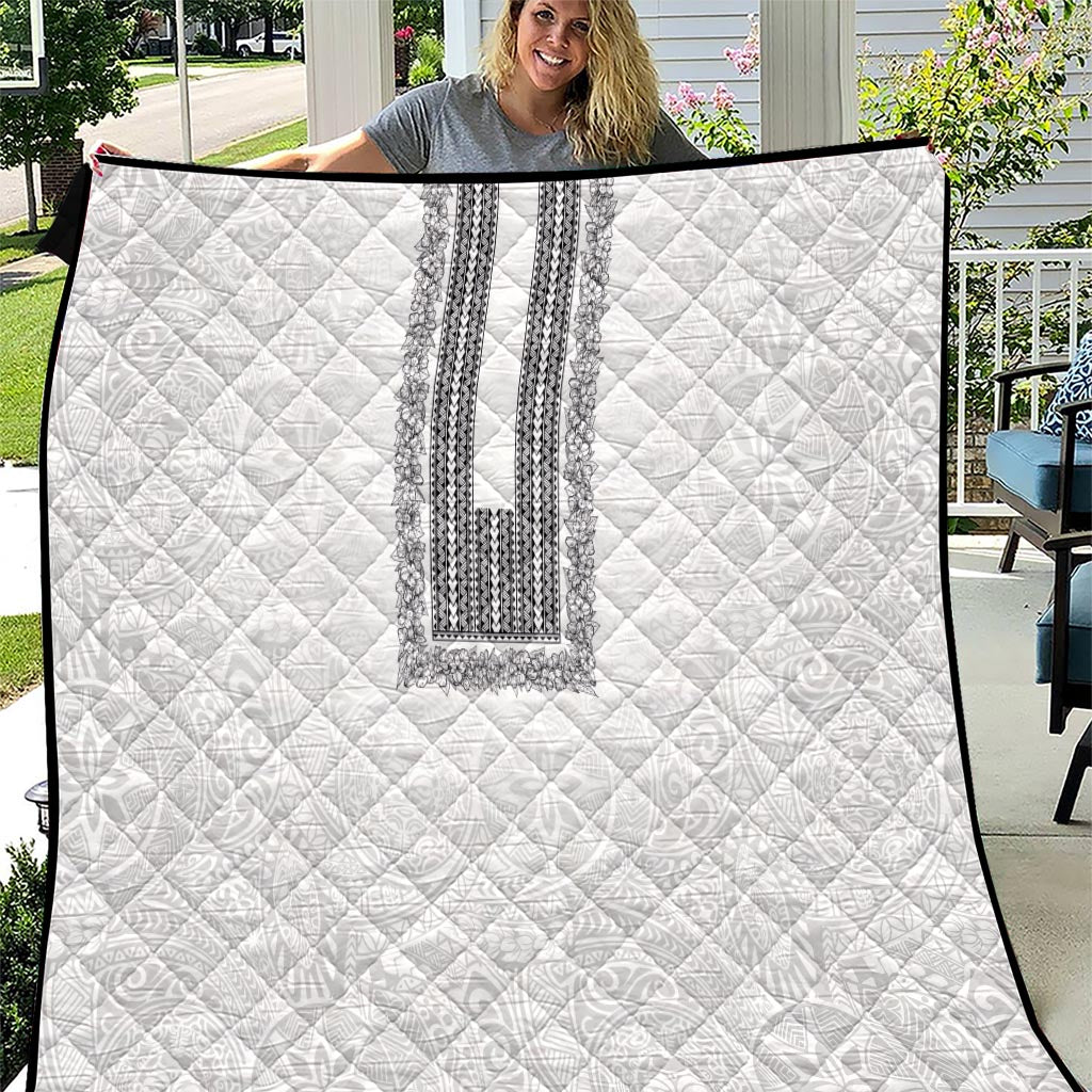 Philippines Polynesian Jasmine Pattern Quilt With Barong Tagalog White Style