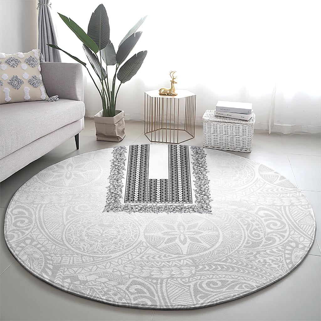 Philippines Polynesian Jasmine Pattern Round Carpet With Barong Tagalog White Style