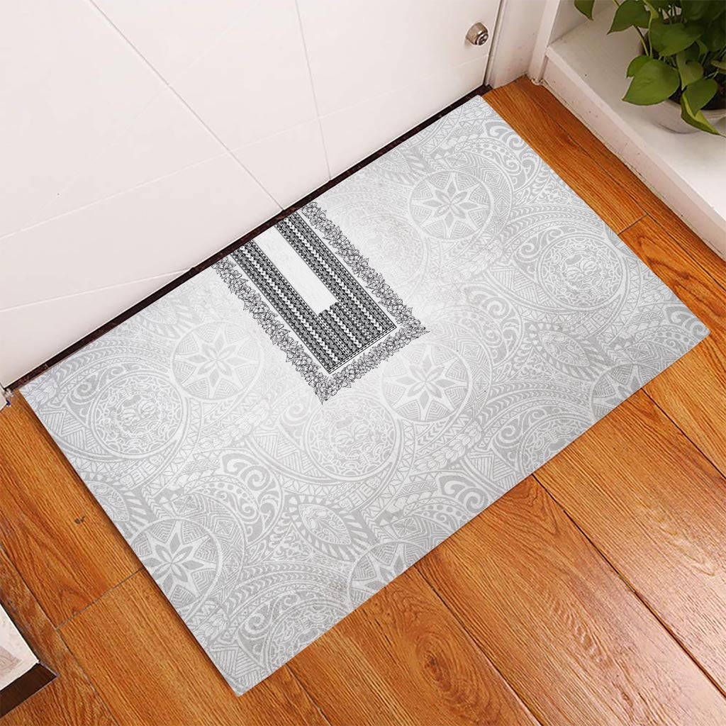 Philippines Polynesian Jasmine Pattern Rubber Doormat With Barong Tagalog White Style