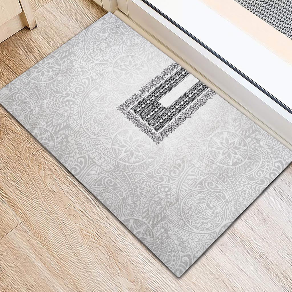 Philippines Polynesian Jasmine Pattern Rubber Doormat With Barong Tagalog White Style