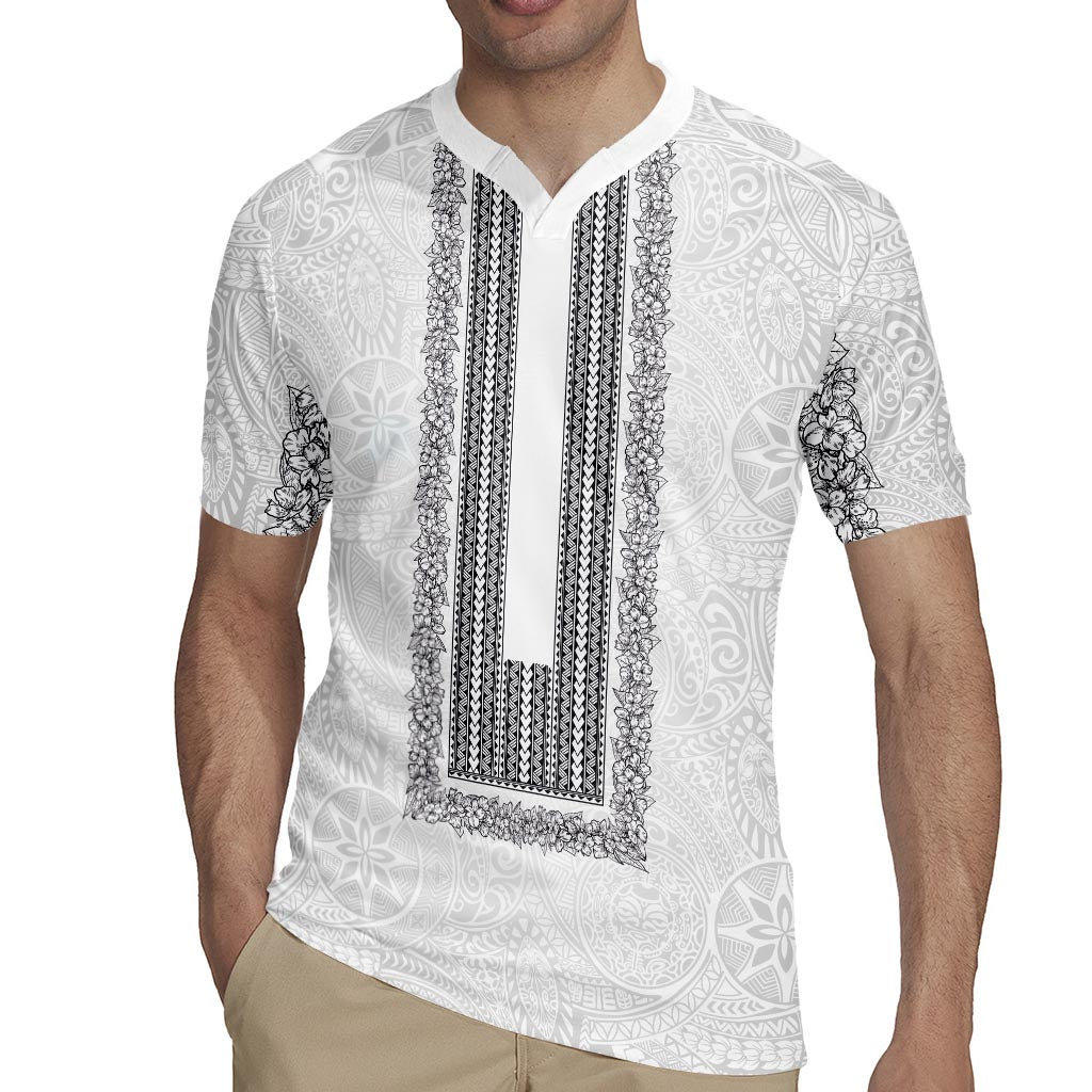 Philippines Polynesian Jasmine Pattern Rugby Jersey With Barong Tagalog White Style