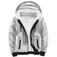 Philippines Polynesian Jasmine Pattern Sherpa Hoodie With Barong Tagalog White Style