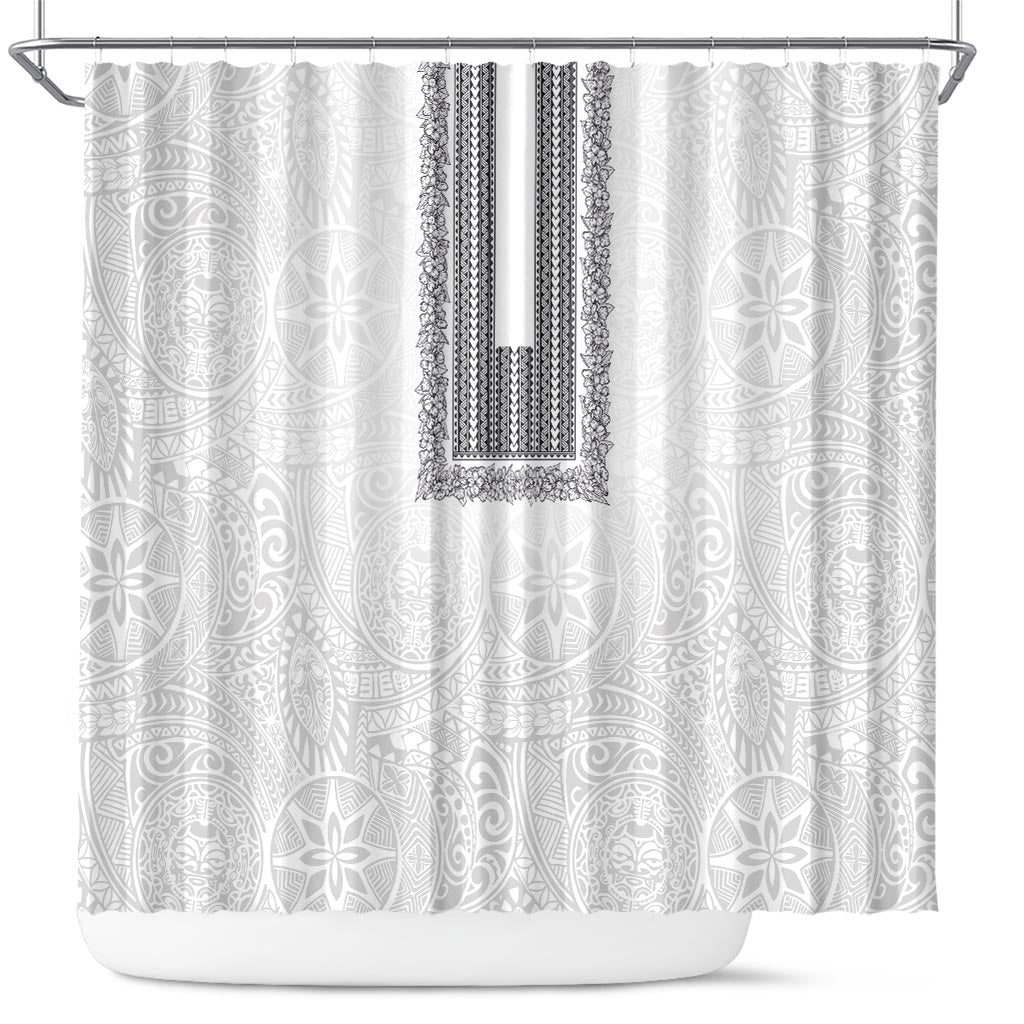Philippines Polynesian Jasmine Pattern Shower Curtain With Barong Tagalog White Style