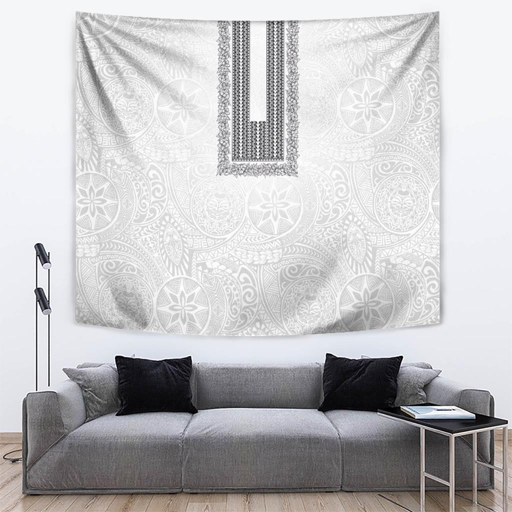 Philippines Polynesian Jasmine Pattern Tapestry With Barong Tagalog White Style