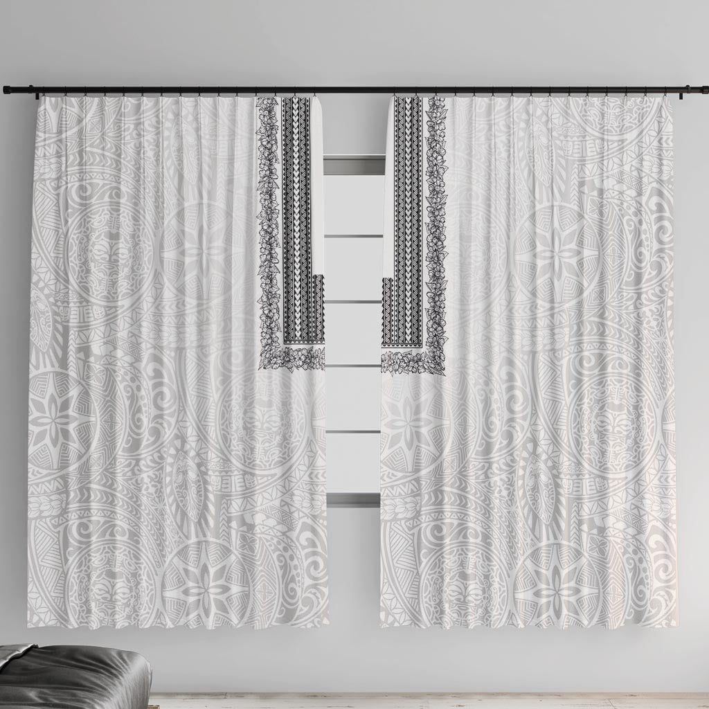 Philippines Polynesian Jasmine Pattern Window Curtain With Barong Tagalog White Style
