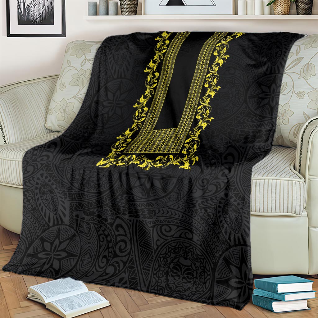 Philippines Polynesian Floral Pattern Blanket With Barong Tagalog Black Style