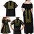 Philippines Polynesian Floral Pattern Family Matching Off Shoulder Maxi Dress and Hawaiian Shirt With Barong Tagalog Black Style