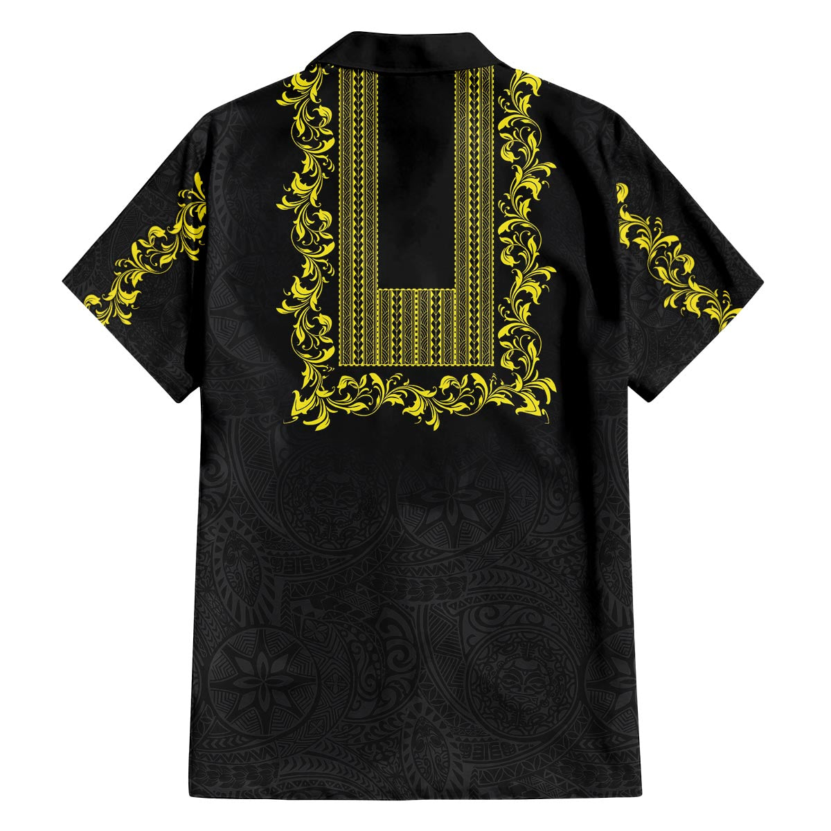 Philippines Polynesian Floral Pattern Family Matching Puletasi and Hawaiian Shirt With Barong Tagalog Black Style