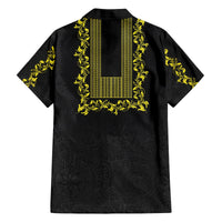 Philippines Polynesian Floral Pattern Family Matching Puletasi and Hawaiian Shirt With Barong Tagalog Black Style