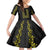 Philippines Polynesian Floral Pattern Family Matching Short Sleeve Bodycon Dress and Hawaiian Shirt With Barong Tagalog Black Style