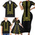 Philippines Polynesian Floral Pattern Family Matching Short Sleeve Bodycon Dress and Hawaiian Shirt With Barong Tagalog Black Style