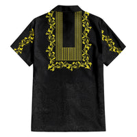 Philippines Polynesian Floral Pattern Family Matching Summer Maxi Dress and Hawaiian Shirt With Barong Tagalog Black Style