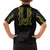 Philippines Polynesian Floral Pattern Family Matching Tank Maxi Dress and Hawaiian Shirt With Barong Tagalog Black Style