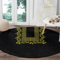 Philippines Polynesian Floral Pattern Round Carpet With Barong Tagalog Black Style
