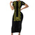Philippines Polynesian Floral Pattern Short Sleeve Bodycon Dress With Barong Tagalog Black Style