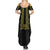 Philippines Polynesian Floral Pattern Summer Maxi Dress With Barong Tagalog Black Style