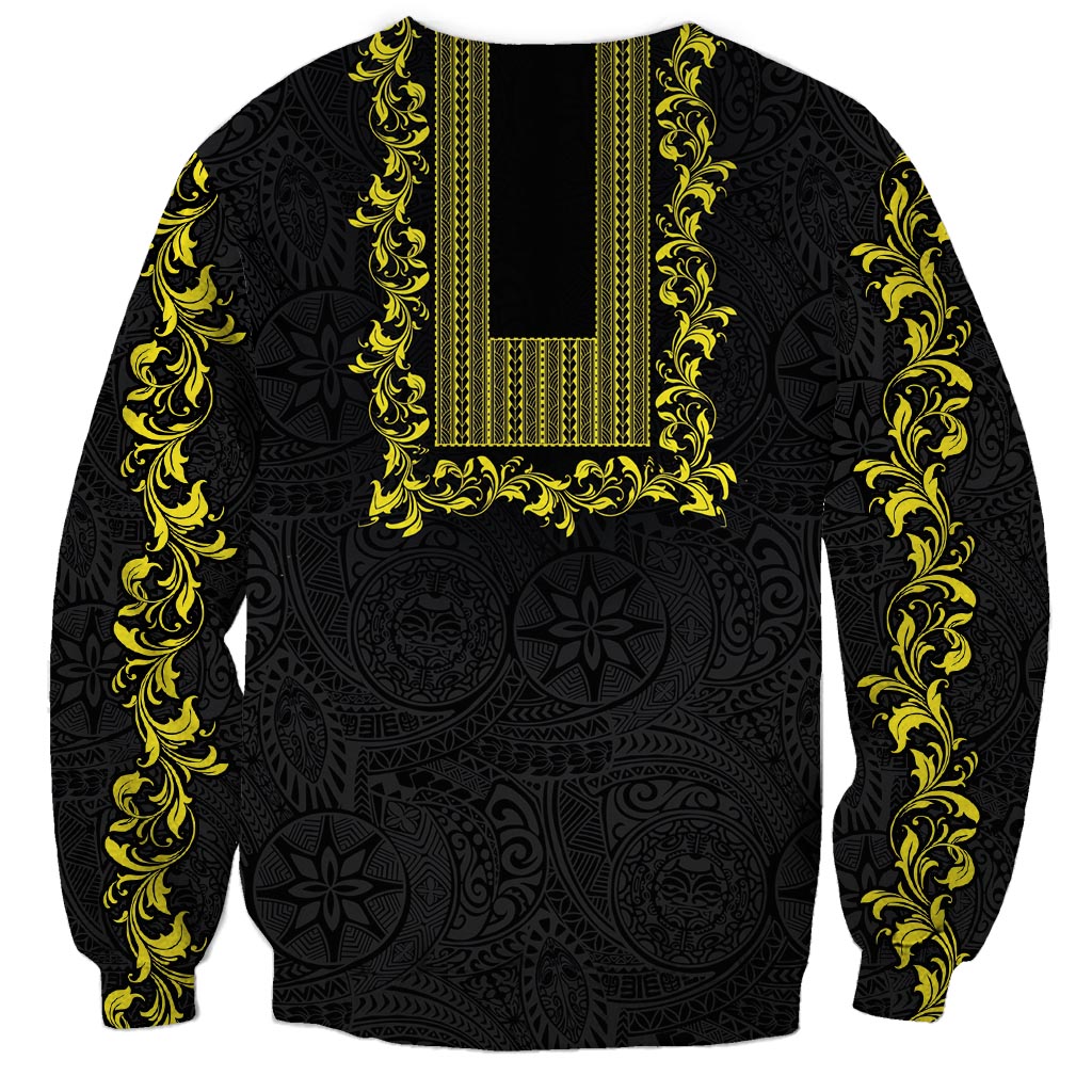 Philippines Polynesian Floral Pattern Sweatshirt With Barong Tagalog Black Style