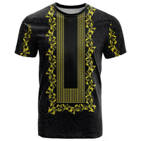 Philippines Polynesian Floral Pattern T Shirt With Barong Tagalog Black Style
