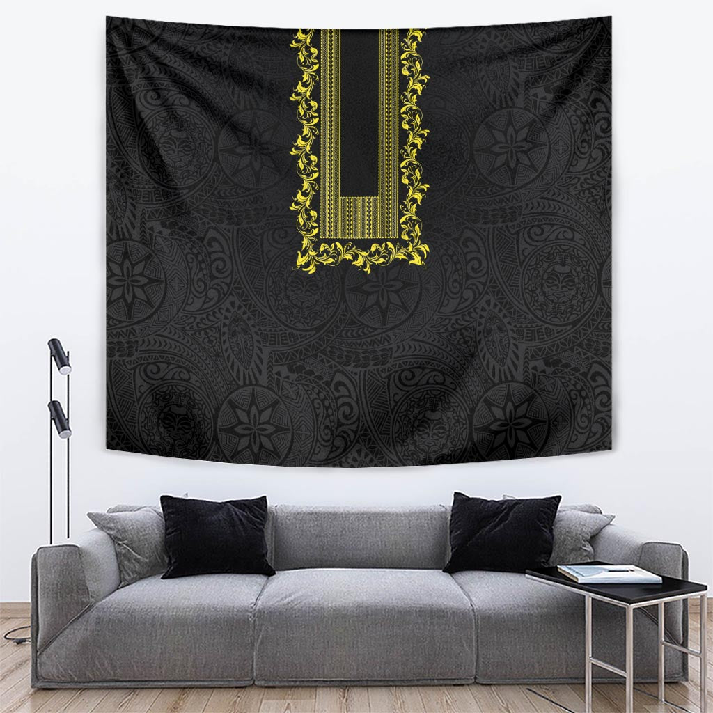 Philippines Polynesian Floral Pattern Tapestry With Barong Tagalog Black Style