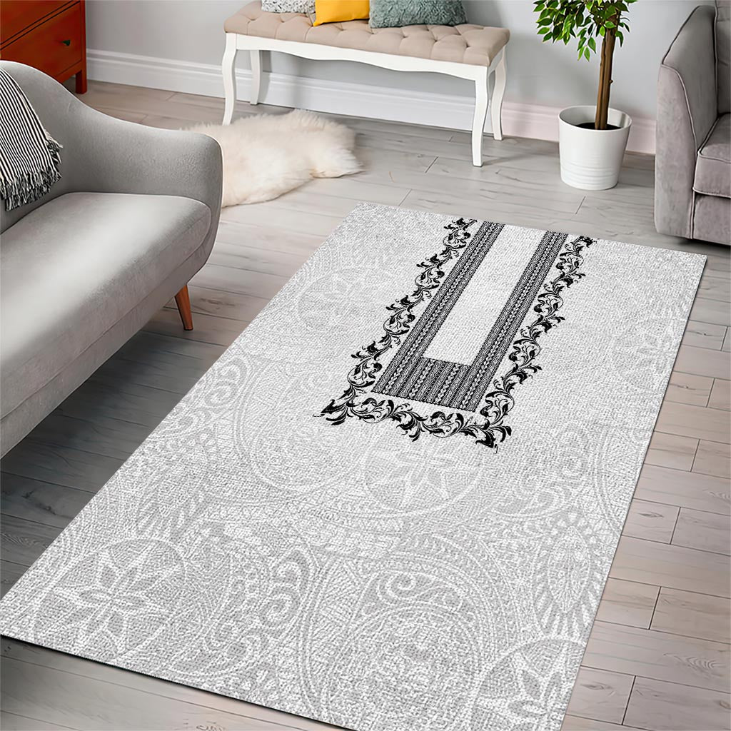 Philippines Polynesian Floral Pattern Area Rug With Barong Tagalog White Style