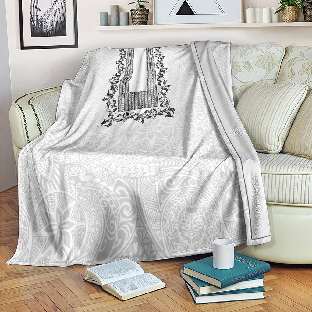 Philippines Polynesian Floral Pattern Blanket With Barong Tagalog White Style