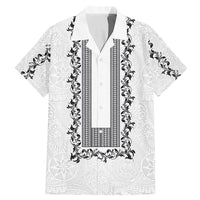 Philippines Polynesian Floral Pattern Family Matching Mermaid Dress and Hawaiian Shirt With Barong Tagalog White Style