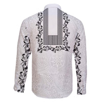 Philippines Polynesian Floral Pattern Family Matching Mermaid Dress and Hawaiian Shirt With Barong Tagalog White Style