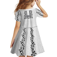 Philippines Polynesian Floral Pattern Family Matching Off Shoulder Maxi Dress and Hawaiian Shirt With Barong Tagalog White Style