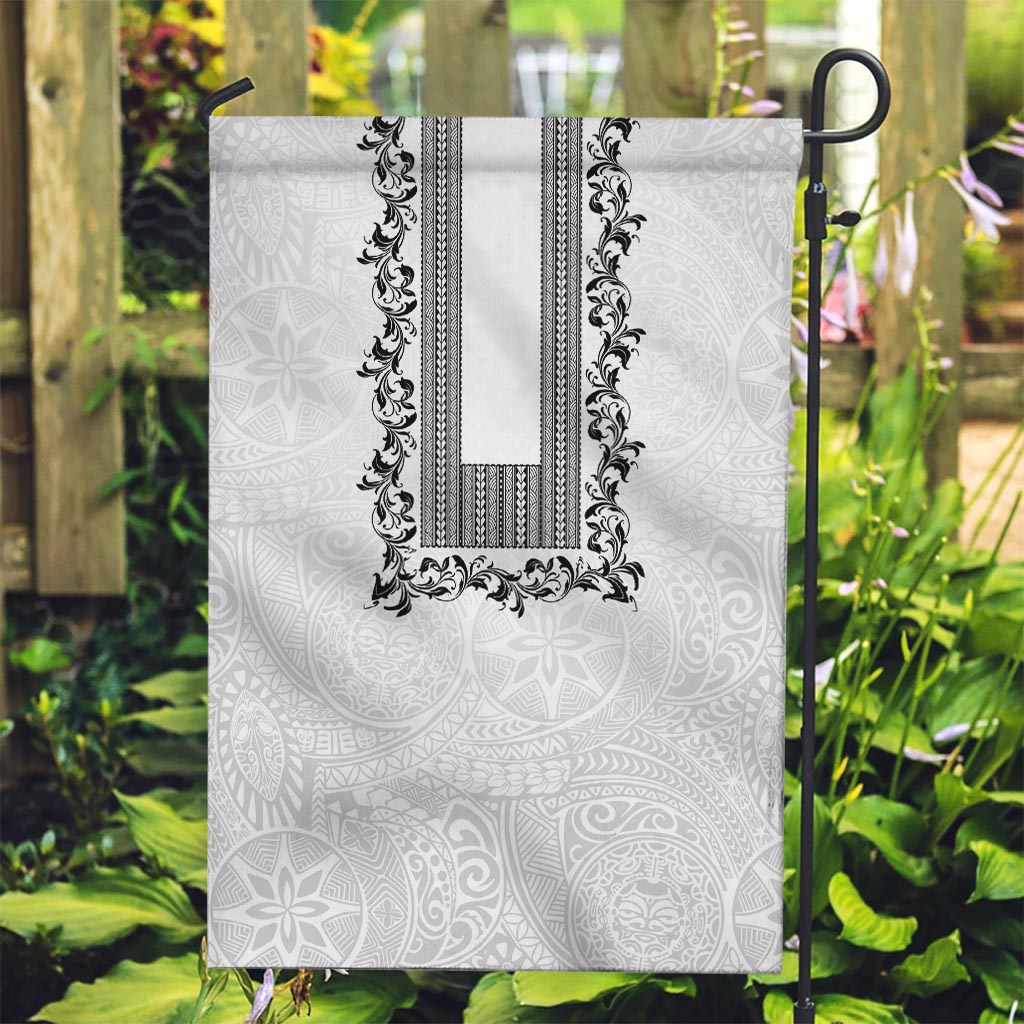 Philippines Polynesian Floral Pattern Garden Flag With Barong Tagalog White Style