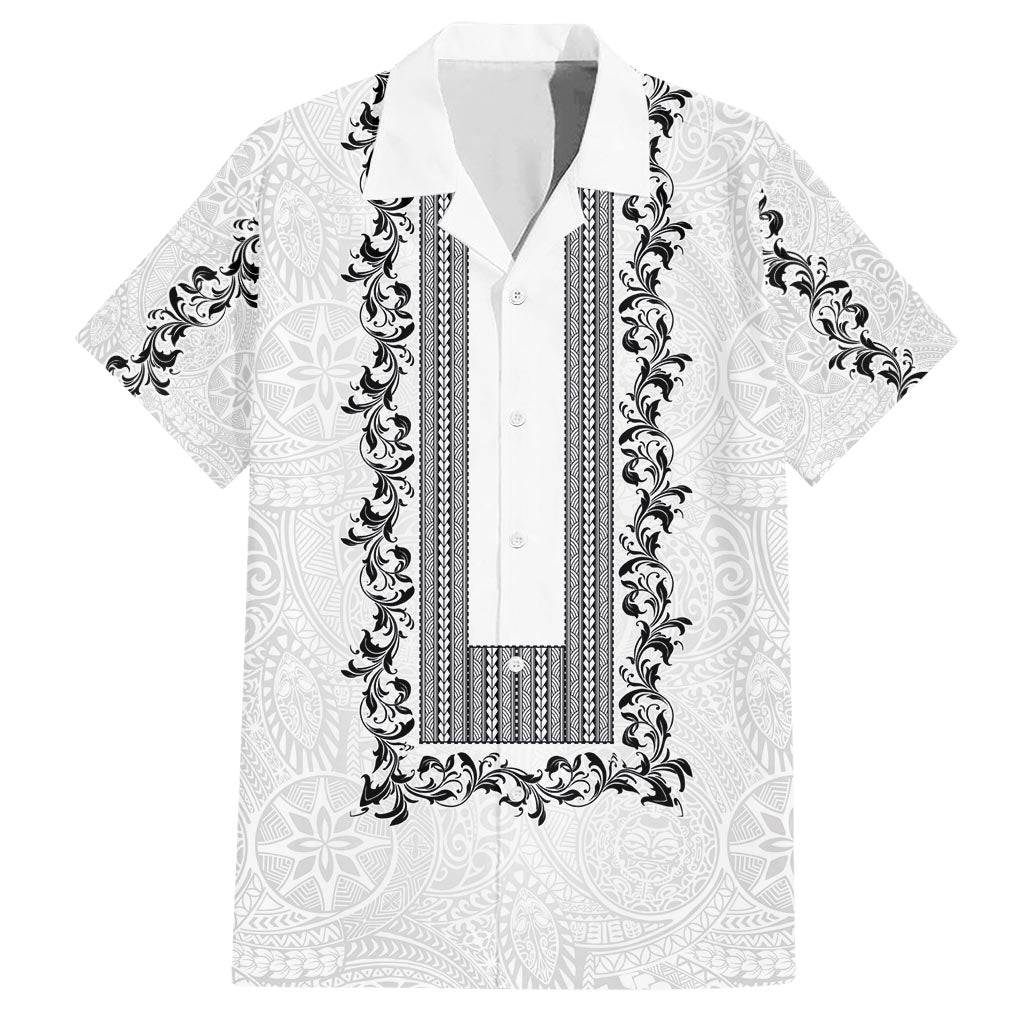 Philippines Polynesian Floral Pattern Hawaiian Shirt With Barong Tagalog White Style