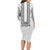 Philippines Polynesian Floral Pattern Long Sleeve Bodycon Dress With Barong Tagalog White Style