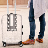 Philippines Polynesian Floral Pattern Luggage Cover With Barong Tagalog White Style