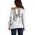 Philippines Polynesian Floral Pattern Off Shoulder Sweater With Barong Tagalog White Style