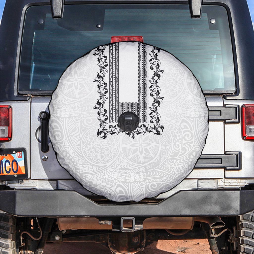 Philippines Polynesian Floral Pattern Spare Tire Cover With Barong Tagalog White Style