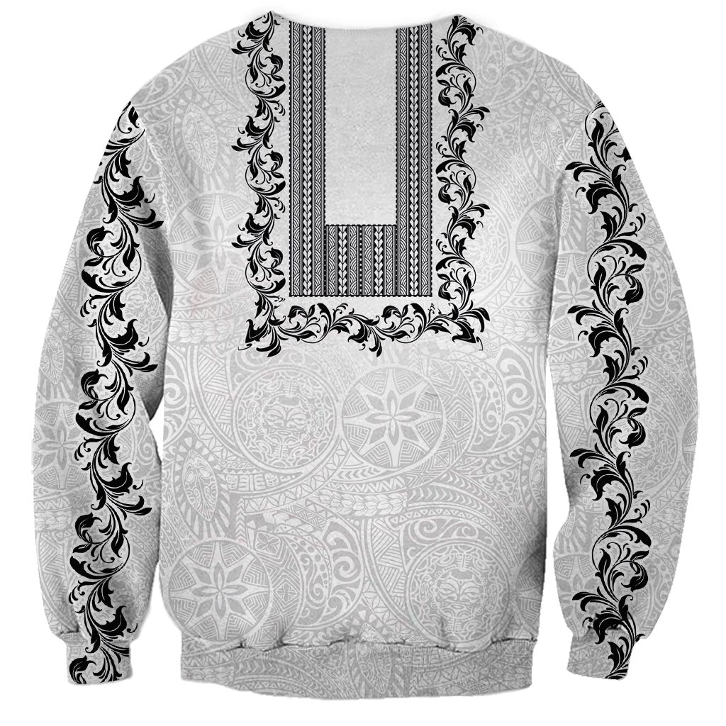 Philippines Polynesian Floral Pattern Sweatshirt With Barong Tagalog White Style