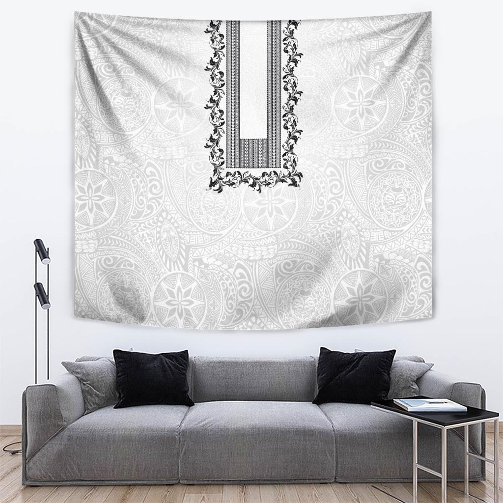 Philippines Polynesian Floral Pattern Tapestry With Barong Tagalog White Style