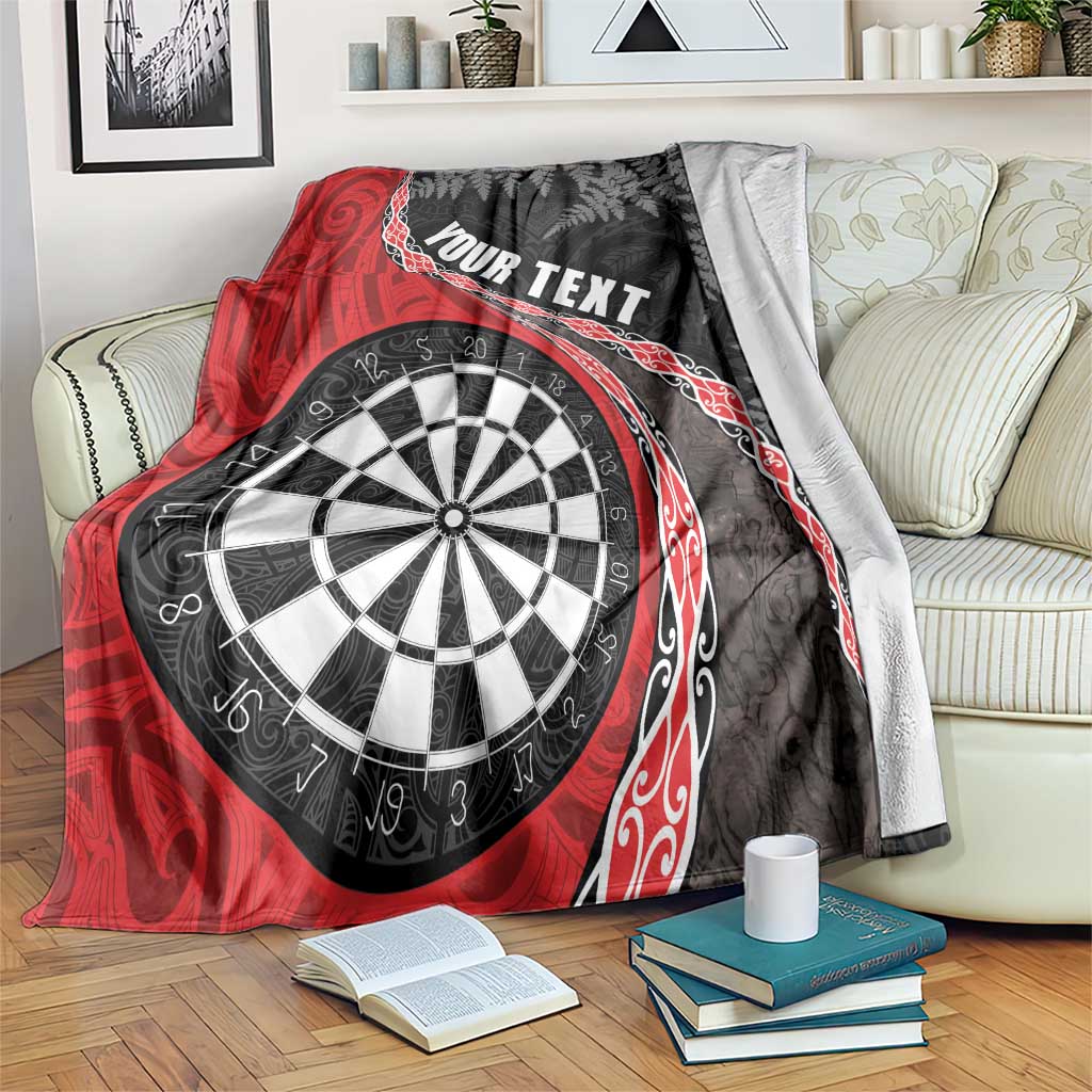 Personalised New Zealand Darts Blanket Koru Tribal Tattoo and Silver Fern Maori Pattern Red Color LT03 Red - Polynesian Pride