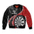 Personalised New Zealand Darts Bomber Jacket Koru Tribal Tattoo and Silver Fern Maori Pattern Red Color